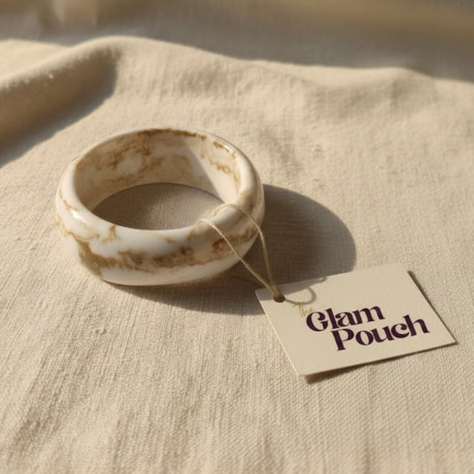 Vanilla Marble Round Resin Bangle