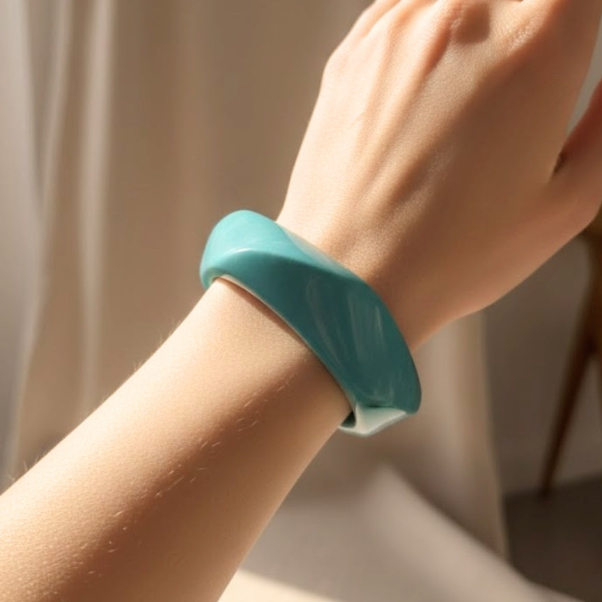 Turquoise Marble Wave Resin Bangle