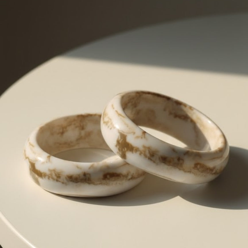 Vanilla Marble Round Resin Bangle