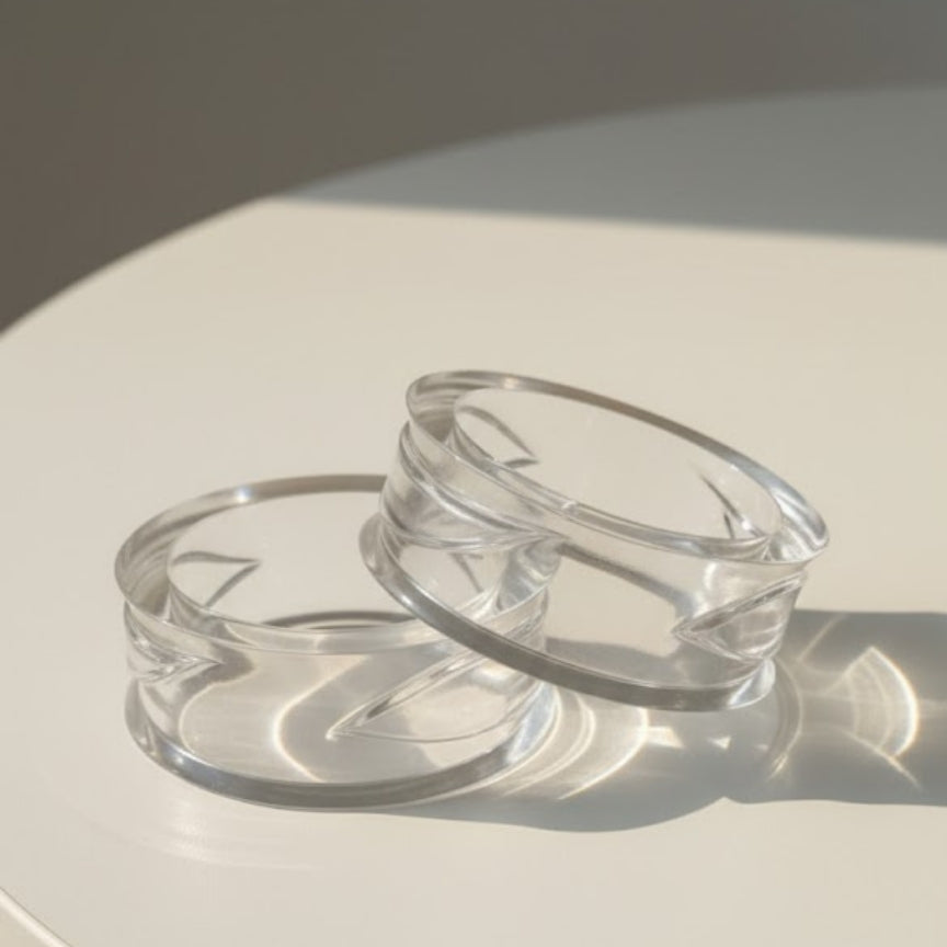 Clear Crystal Glass Statement Acrylic Bangle