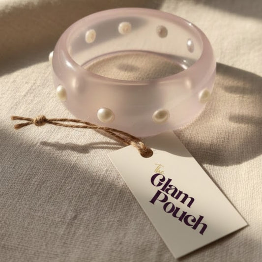 Blush Pearl Frost Round Resin Bangle