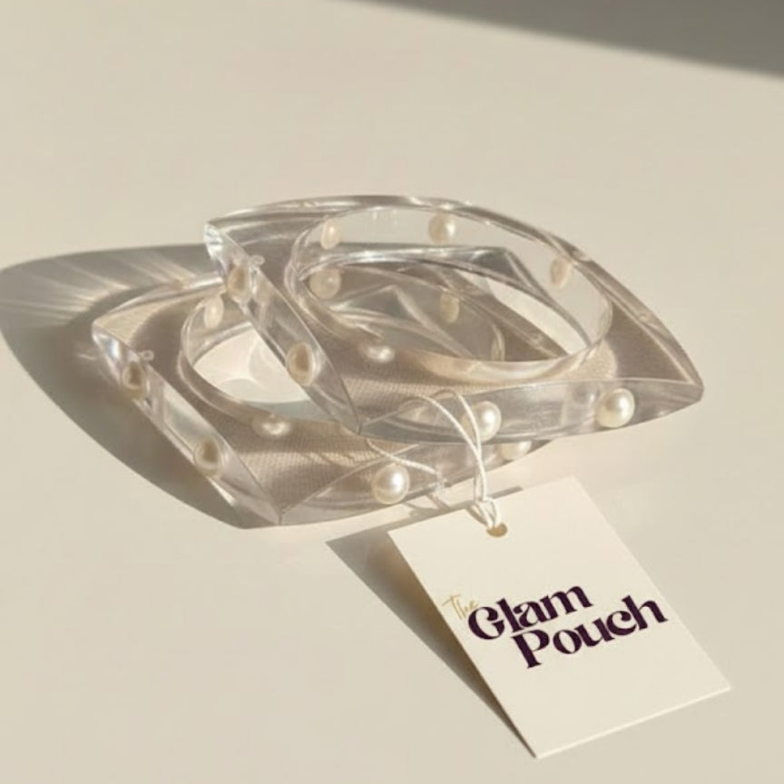 Blush Pearl Frost Square Resin Bangle