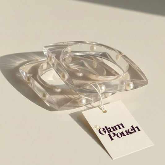 Blush Pearl Frost Square Resin Bangle