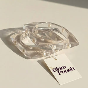 Blush Pearl Frost Square Resin Bangle