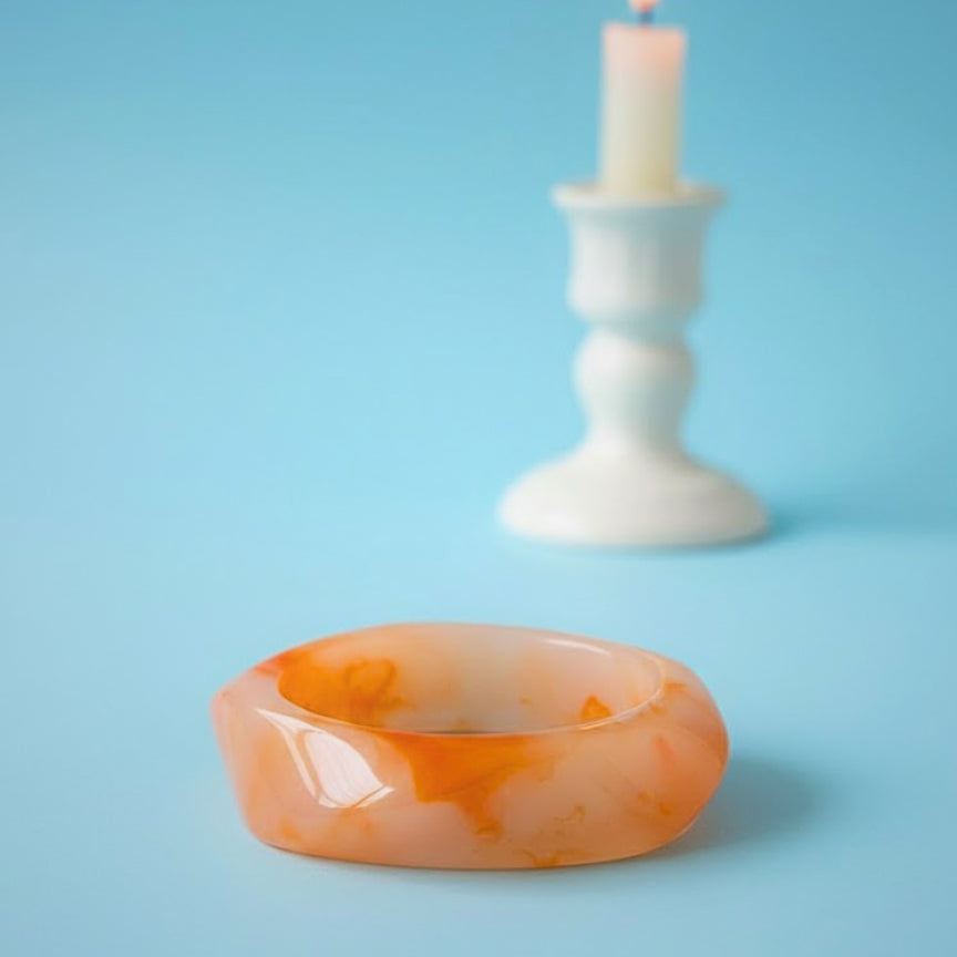 Tangerine Orange Marble Wave Resin Bangle