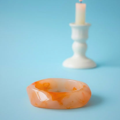 Tangerine Orange Marble Wave Resin Bangle