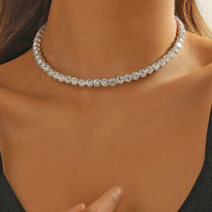 Classic Silver Cubic Zirconia Choker Necklace