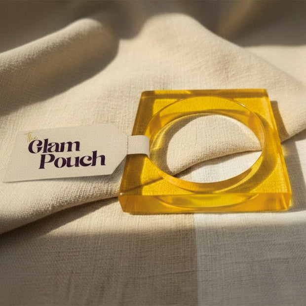 Amber Yellow Resin Square Bangles for Women
