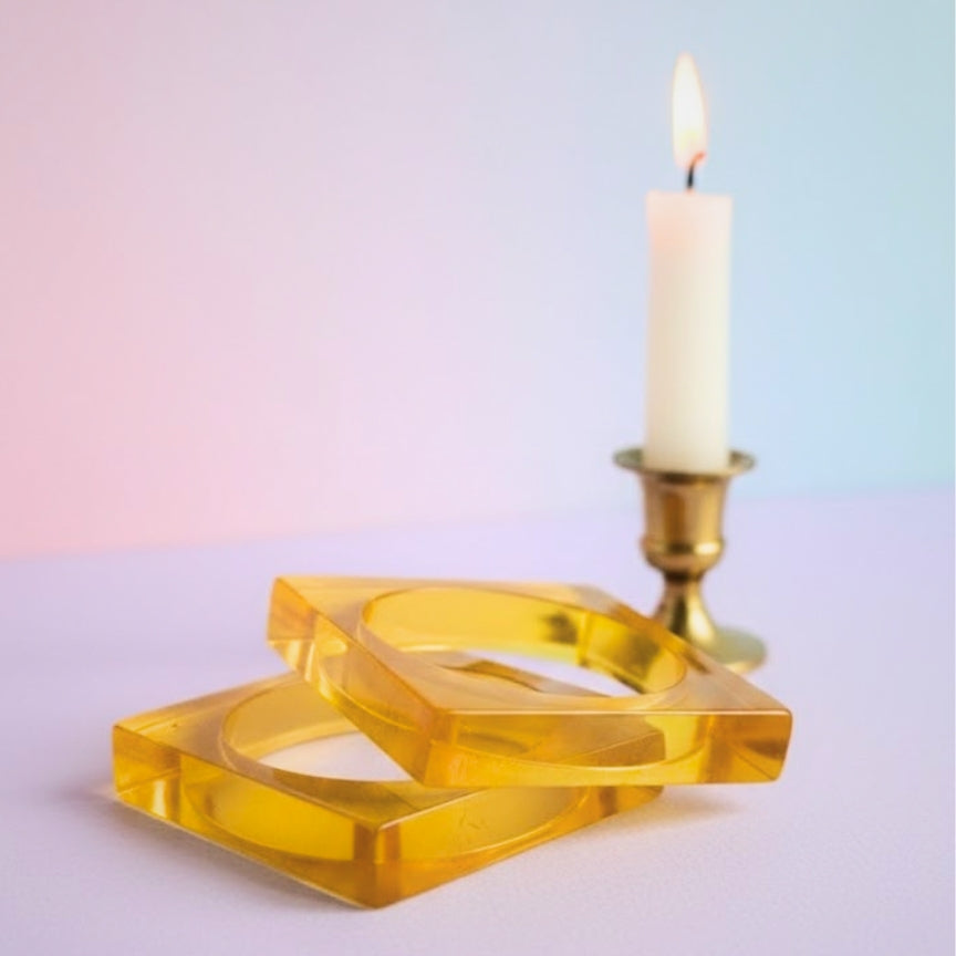 Crystal Yellow Sunbeam Square Resin Bangle
