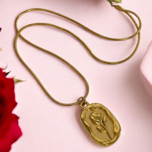 Golden Rose Pendant Chain Necklace