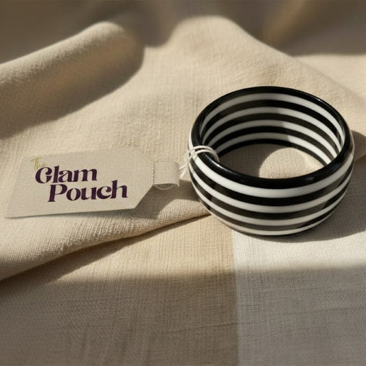 Monochrome Stripe Statement Resin Bangle ( Thick)