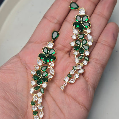 Royal Green Crystal Drop Earrings