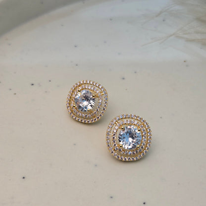 Classic Halo Crystal Stud Earrings