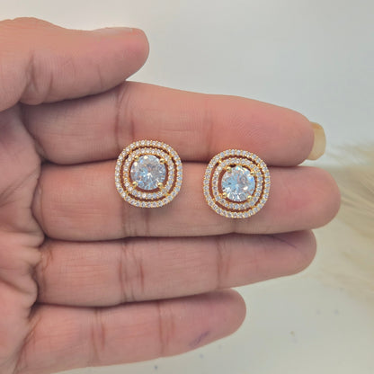 Classic Halo Crystal Stud Earrings