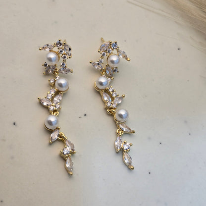Gilded Pearl & Marquise Crystal Vine Climbers