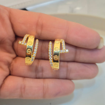 Luna Luxe Baguette Zirconia Nail Hoop Earrings