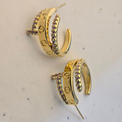 Luna Luxe Baguette Zirconia Nail Hoop Earrings