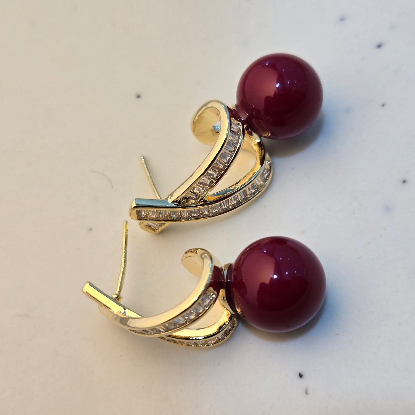Ruby Aura Pearl Drop Earrings