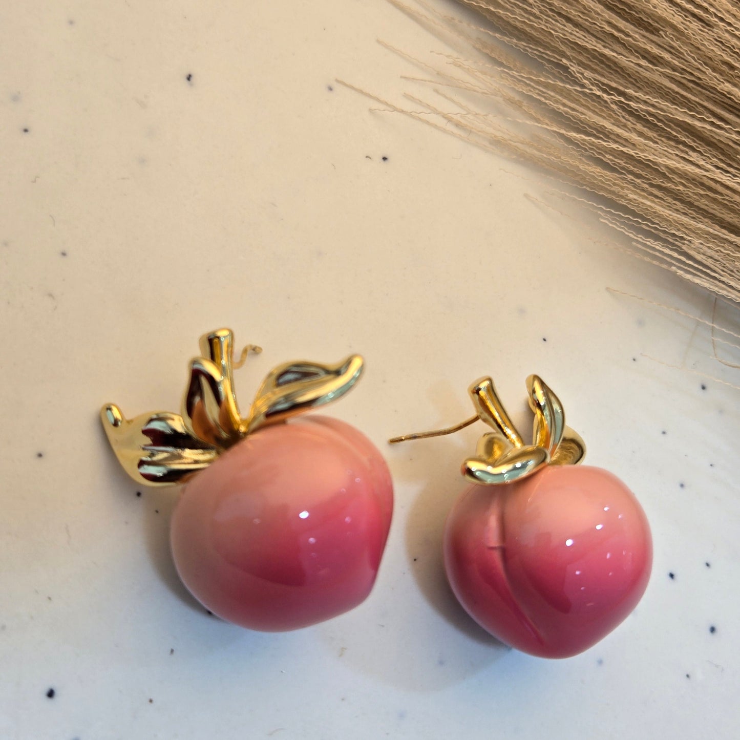 Gilded Orchard Peach Statement Earrings