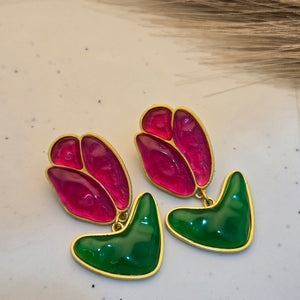 Gilded Tulip Glass-Style Drop Earrings