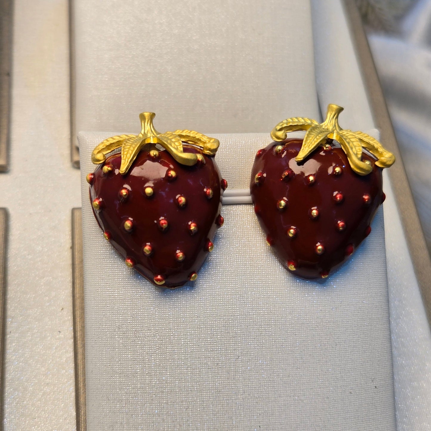 Gilded Deep Berry Strawberry Statement Studs