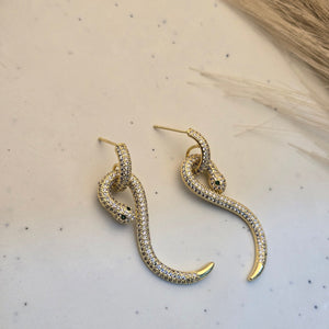 Gilded Serpent Pavé Crystal Hoops Earrings
