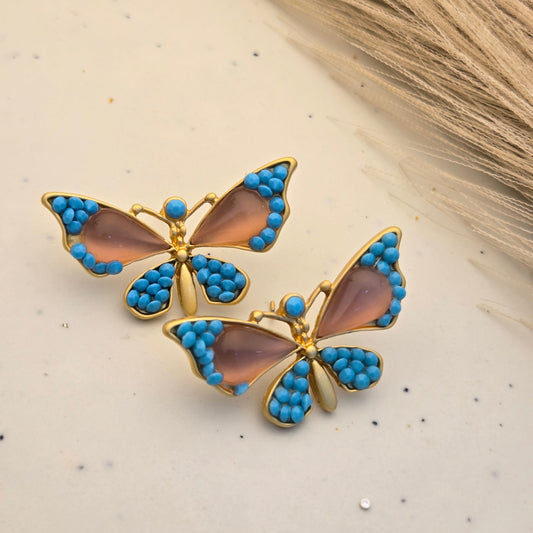 Azure Monarch Butterfly Studs