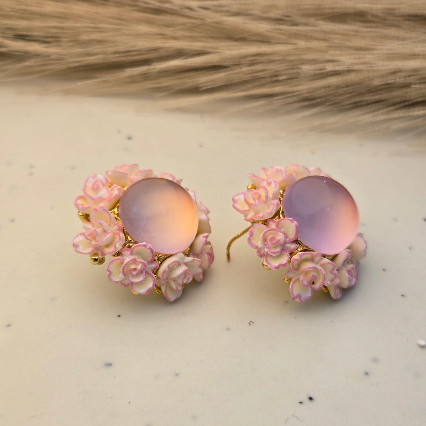 Aurora Rose Frosted Petal Earrings