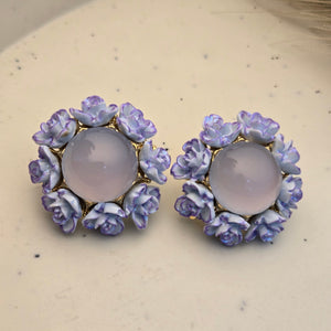 Lavender Rose Floral Statement Earrings