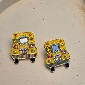 Jeweled Yellow Bus Earrings
