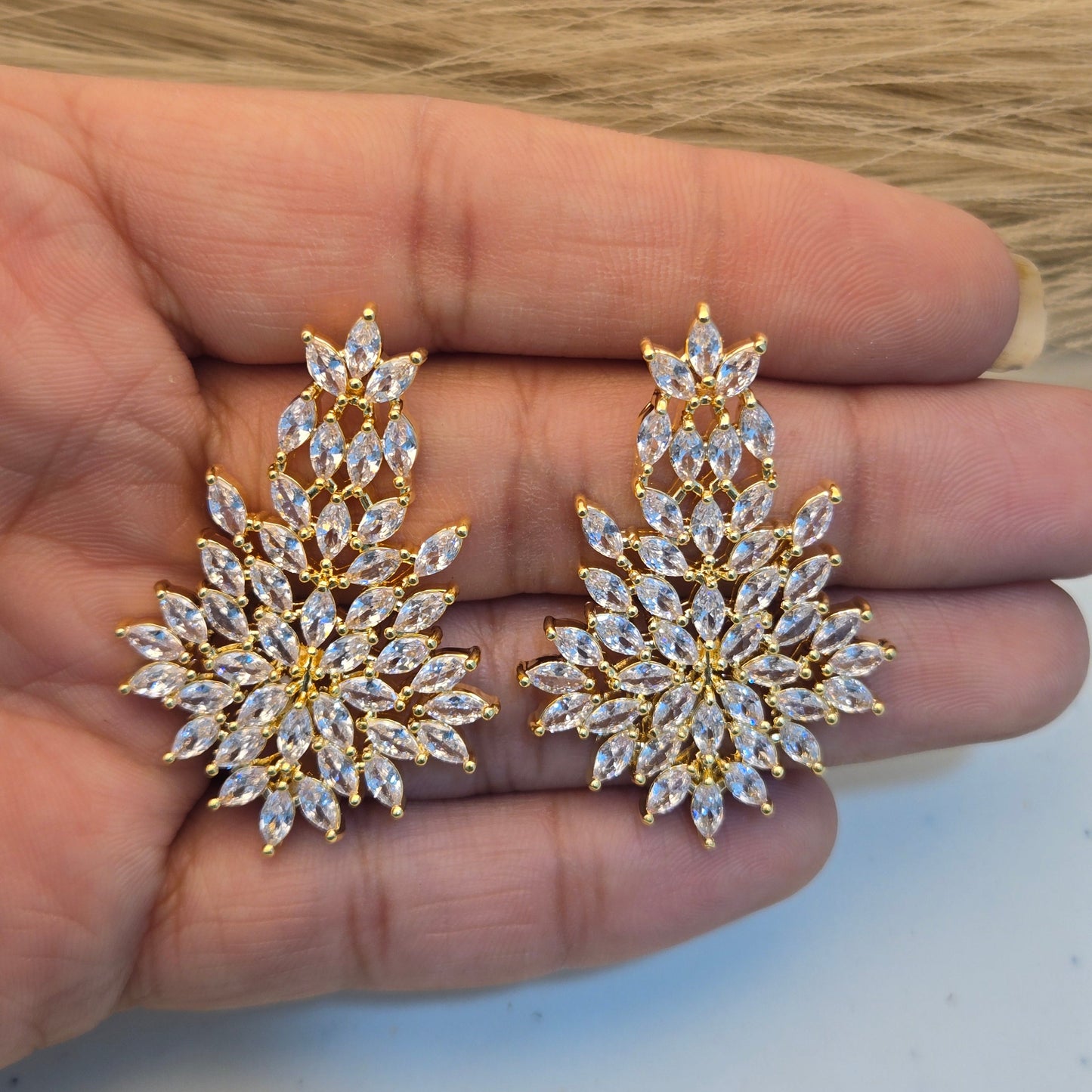 Crystal Feather Statement Studs
