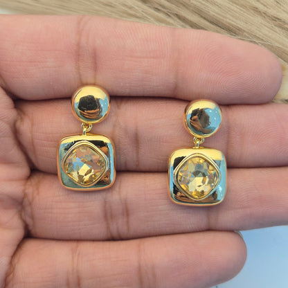 Sapphire Blue Crystal Gold Studs