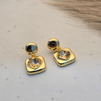 Sapphire Blue Crystal Gold Studs