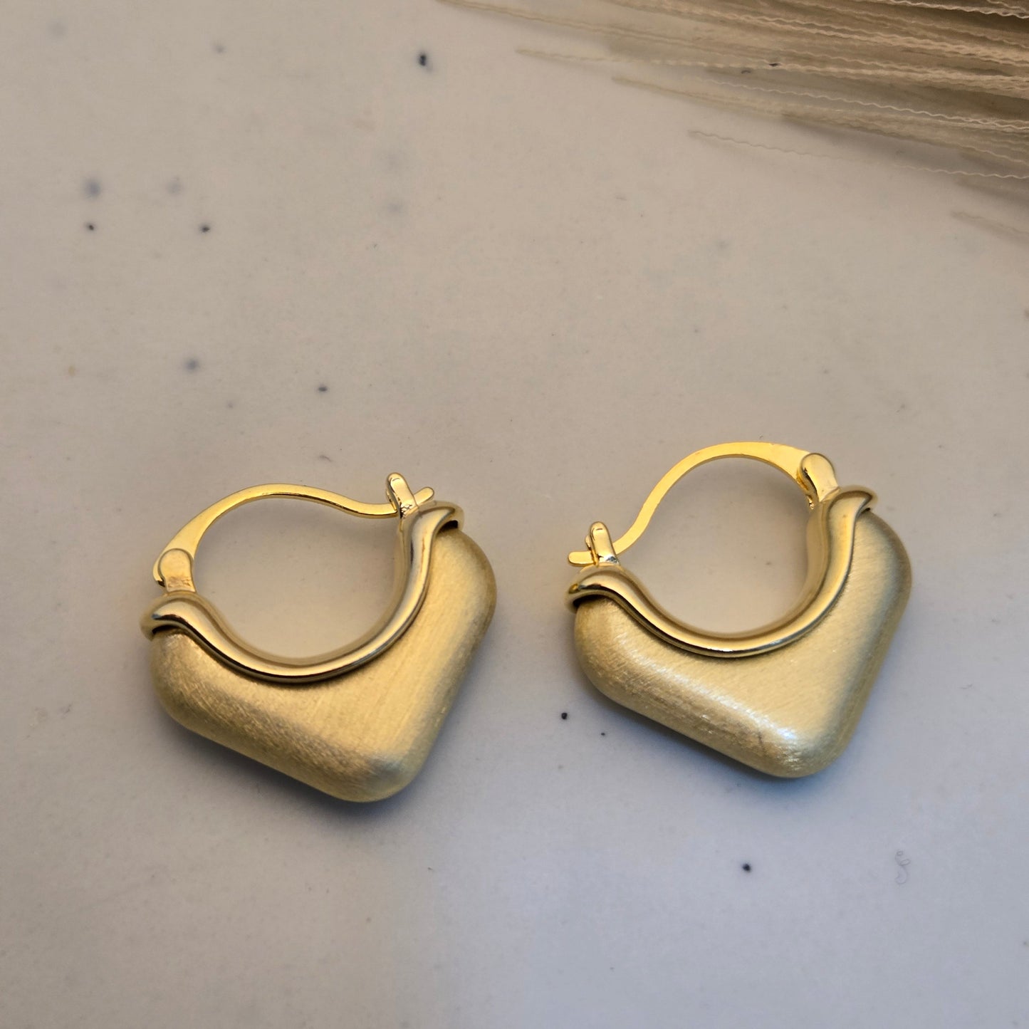 Matte Gold Heart Huggie Earrings