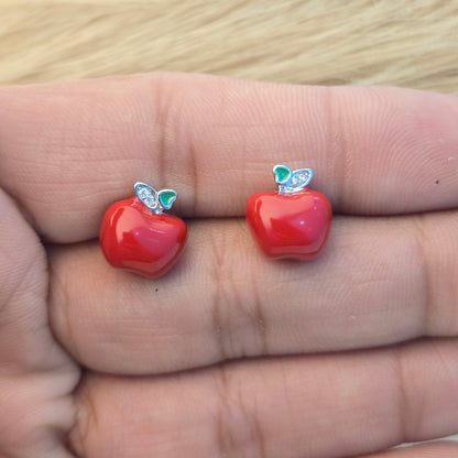 Mini Glossy Apple Stud Earrings