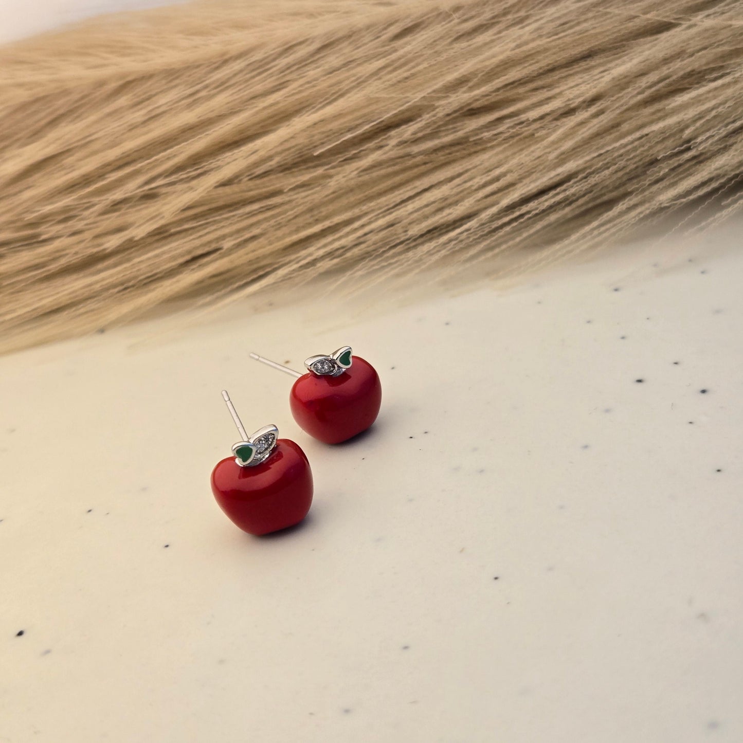 Mini Glossy Apple Stud Earrings