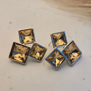 Geometric Honey Topaz Statement Earrings