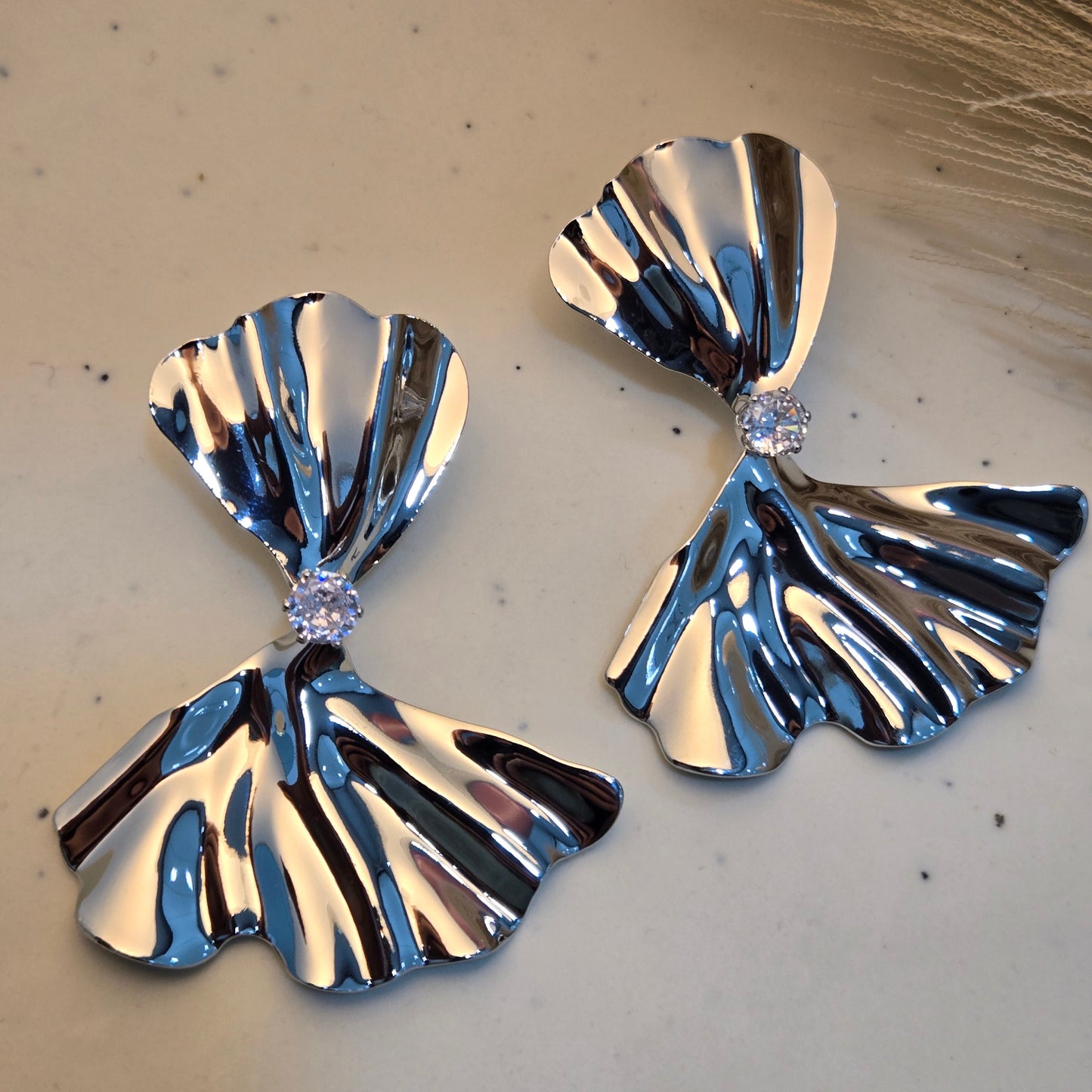 Silver Metallic Ribbon Studs