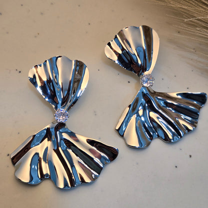 Silver Metallic Ribbon Studs
