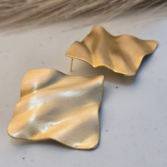 Abstract Matte Gold Geometric Studs