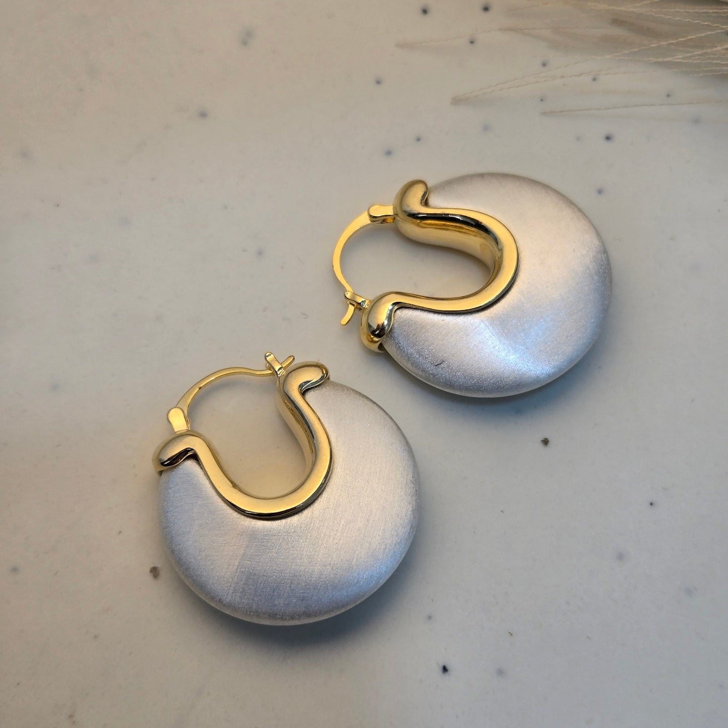 Mixed Metal Crescent Studs