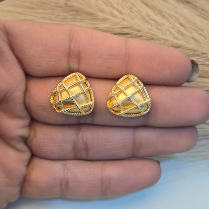 Textured Honeycomb Button Earrings