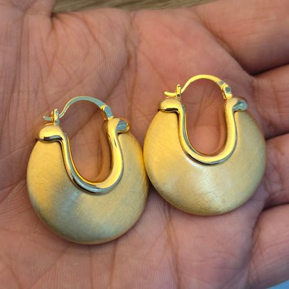 Satin Gold Dome Crescent Hoop Earrings