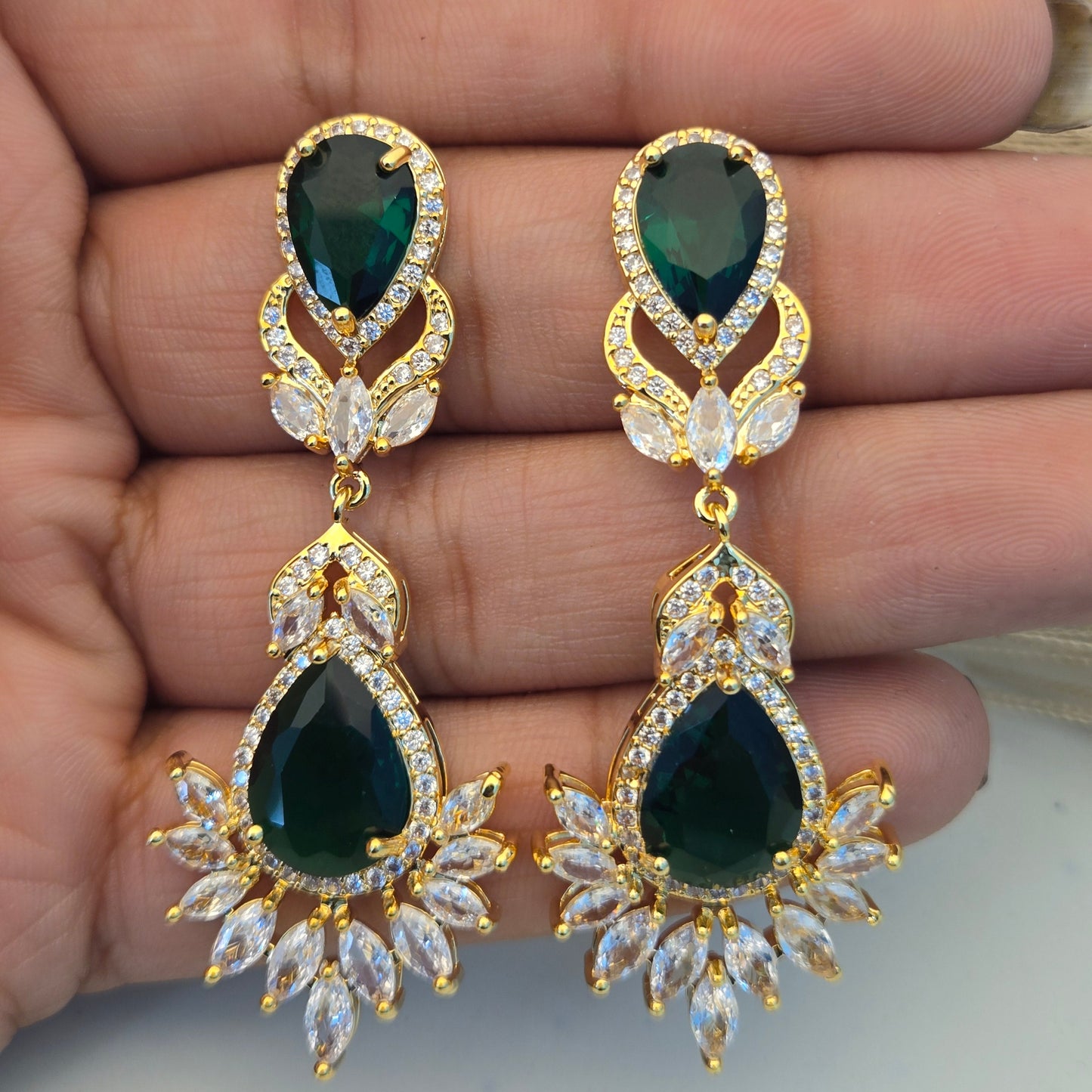 Emerald Royale Pear Drop Earrings