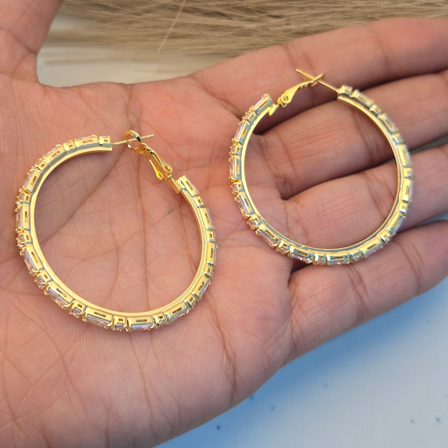 Aura Baguette Crystal Eternity Hoops