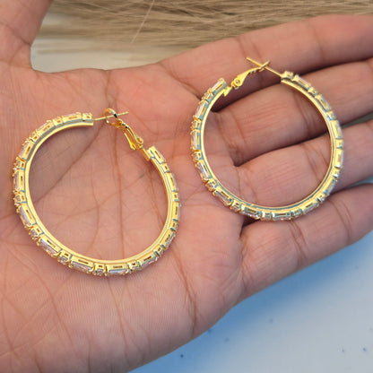Aura Baguette Crystal Eternity Hoops