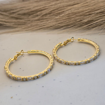 Aura Baguette Crystal Eternity Hoops