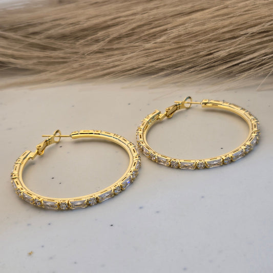 Aura Baguette Crystal Eternity Hoops