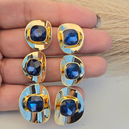 Midnight Sapphire Square Dangles