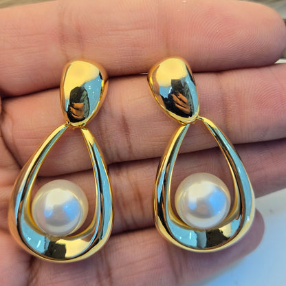 Contemporary Halo Pearl Studs